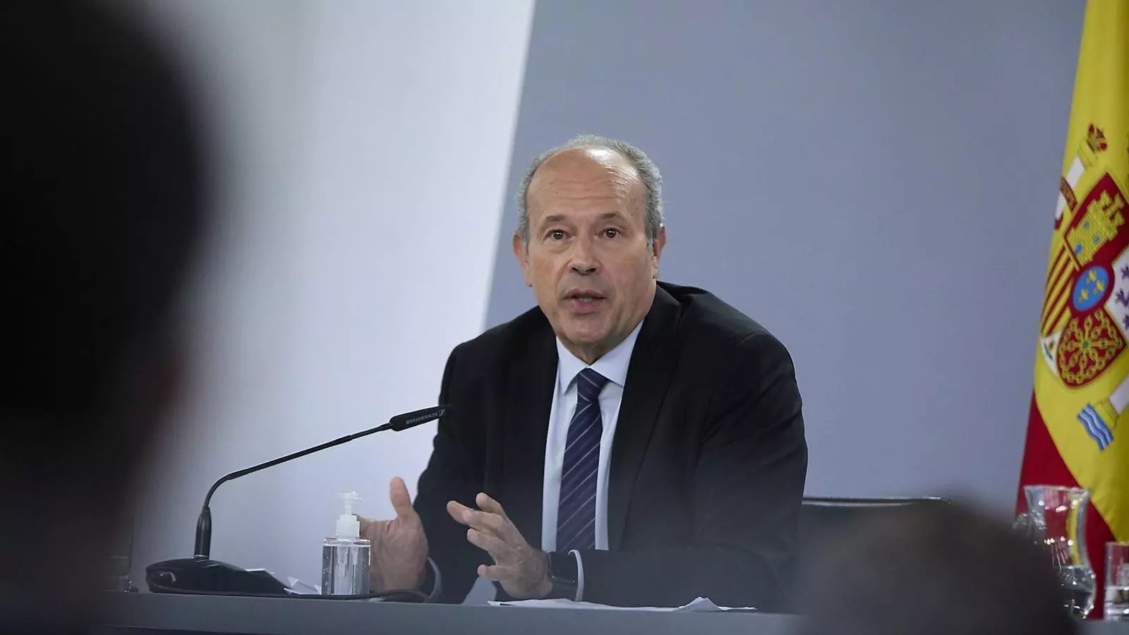 El ministro de Justicia , Juan Carlos Campo, en la rueda de prensa de ayer a la Moncloa.