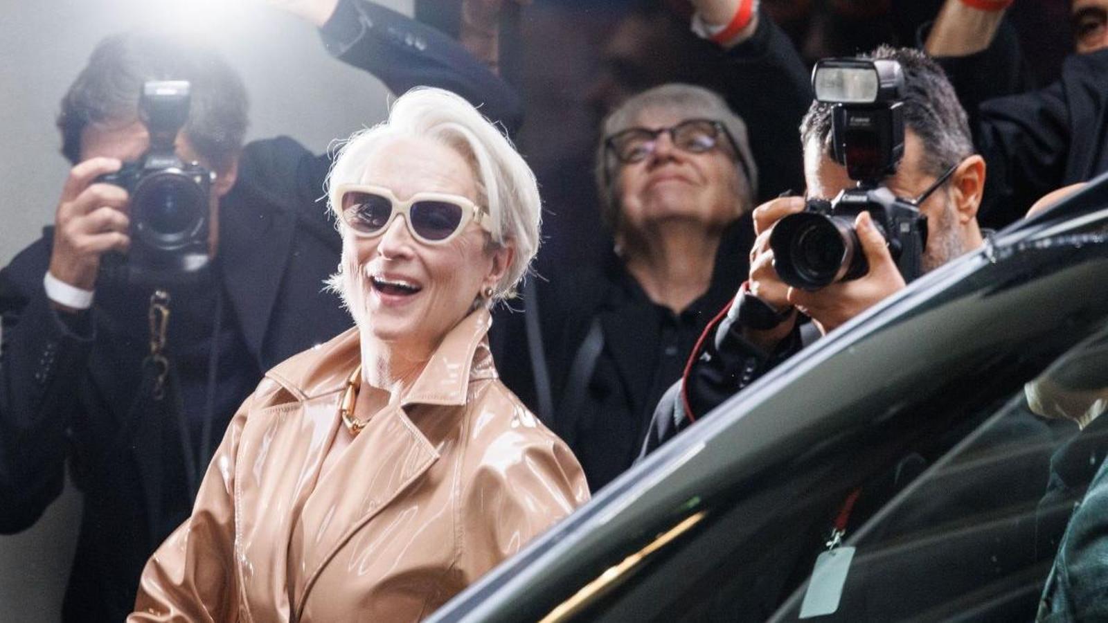 Meryl Streep en el rodaje de 'El diablo viste de Prada 2