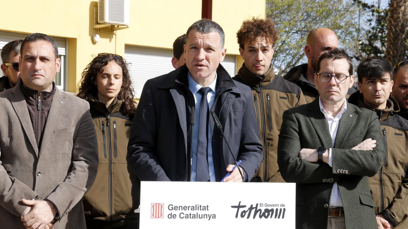 El consejero de Agricultura, Òscar Ordeig, en una rueda de prensa desde Tàrrega.
