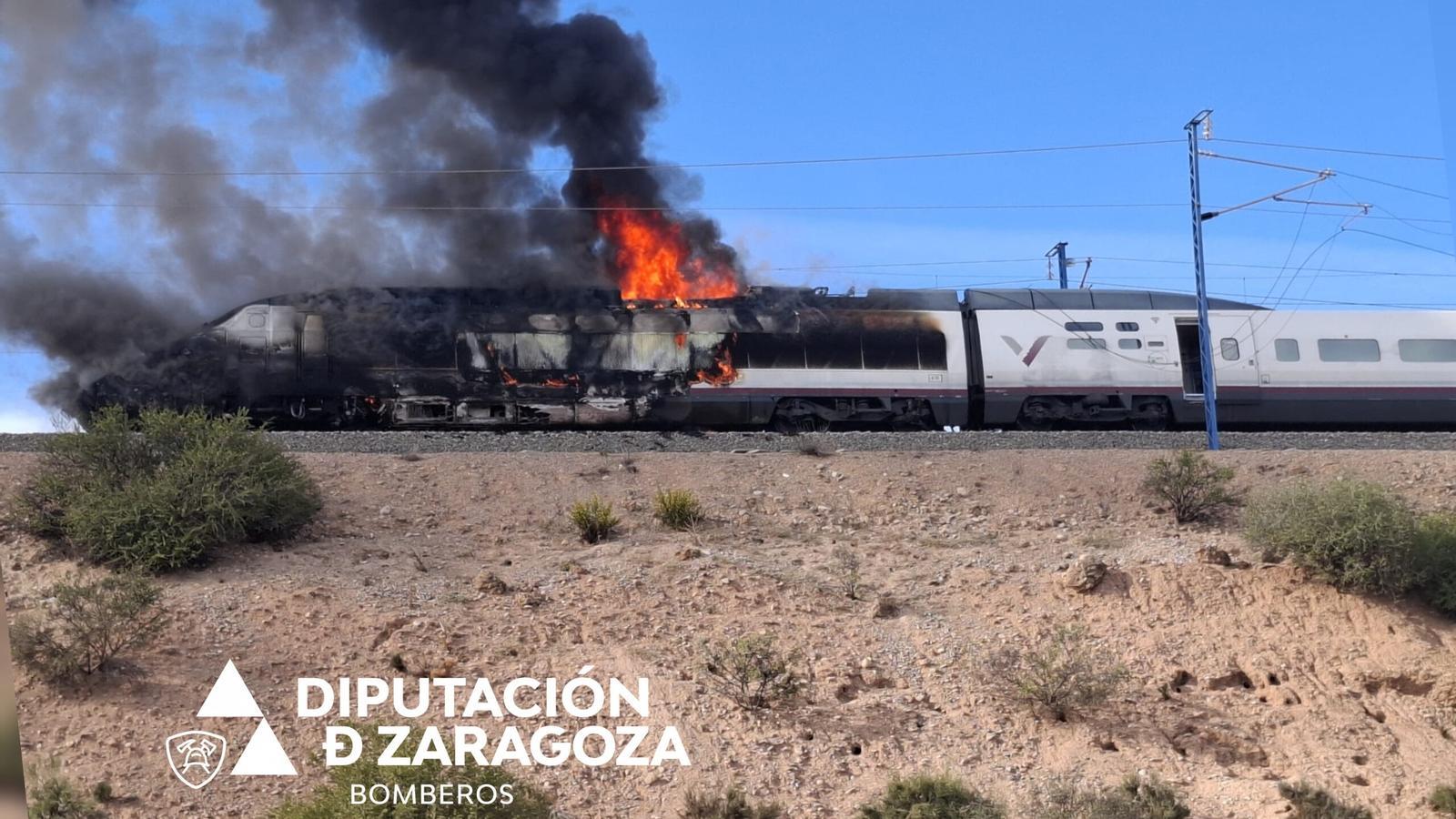 The burning train that is causing the suspension.
