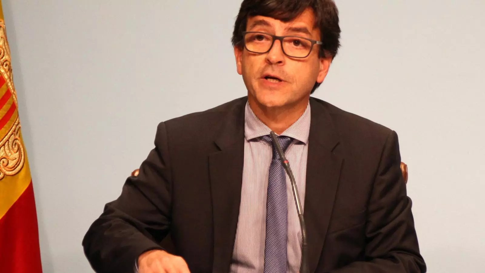El ministre Portaveu, Jordi Cinca, durant la roda de premsa d'aquest dimecres.