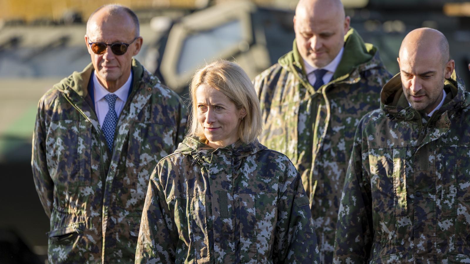 The head of European diplomacy, Kaja Kallas, the German chancellor, Friedrich Merz and the French defense minister, Jean-Noël Barrot.