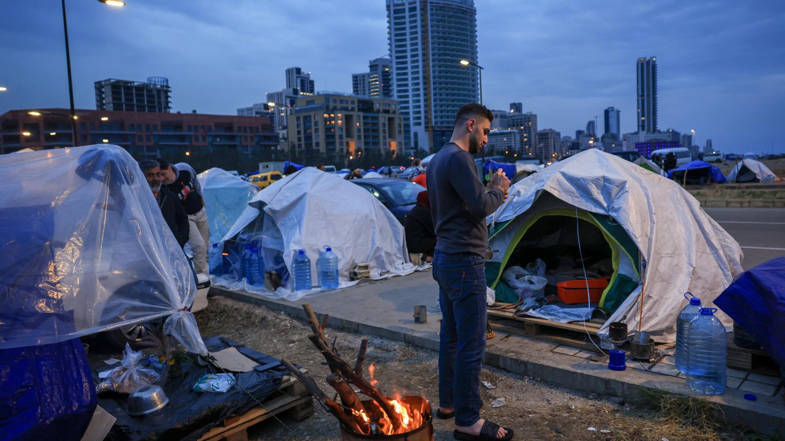 A camp of displaced Lebanese in Beirut, in an image from April 1st.