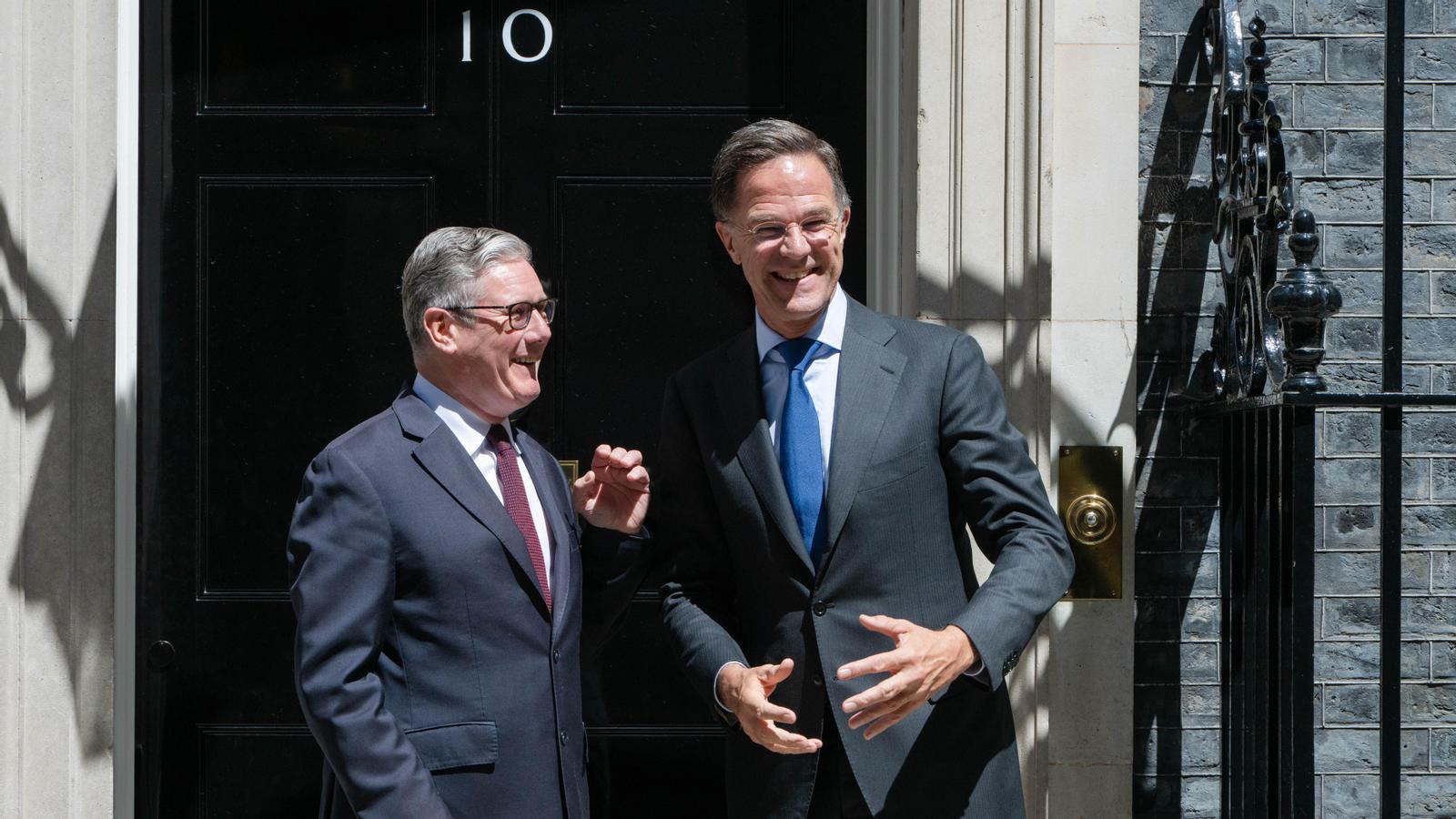 Keir Starmer y Mark Rutte, este mediodía en Downing Street