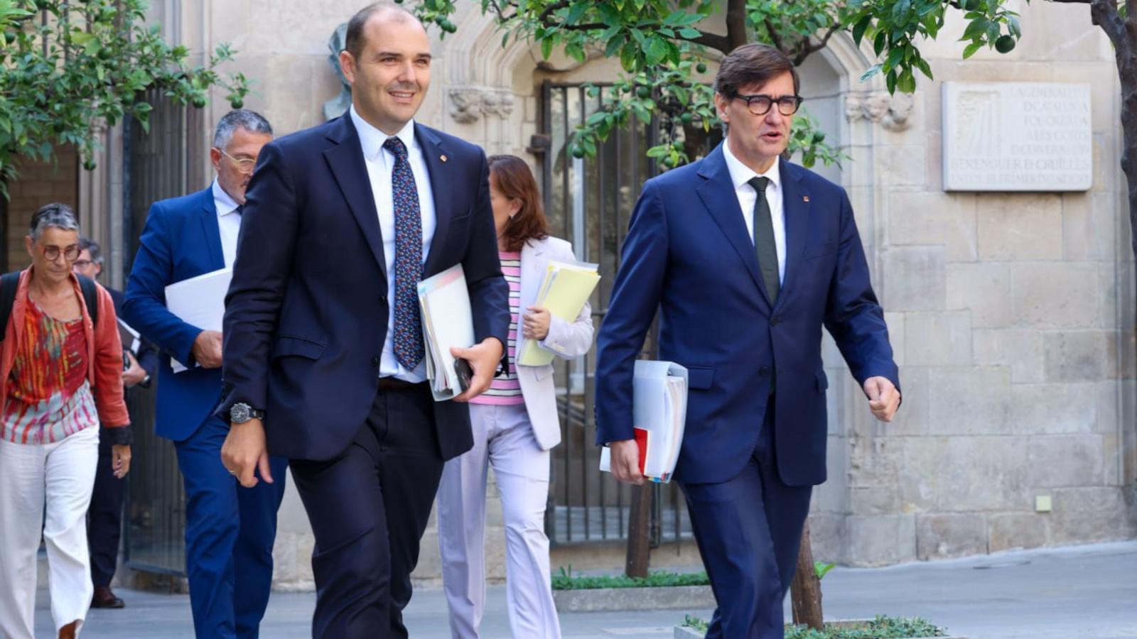 Salvador Illa and Albert Dalmau, this Tuesday before the executive council meeting