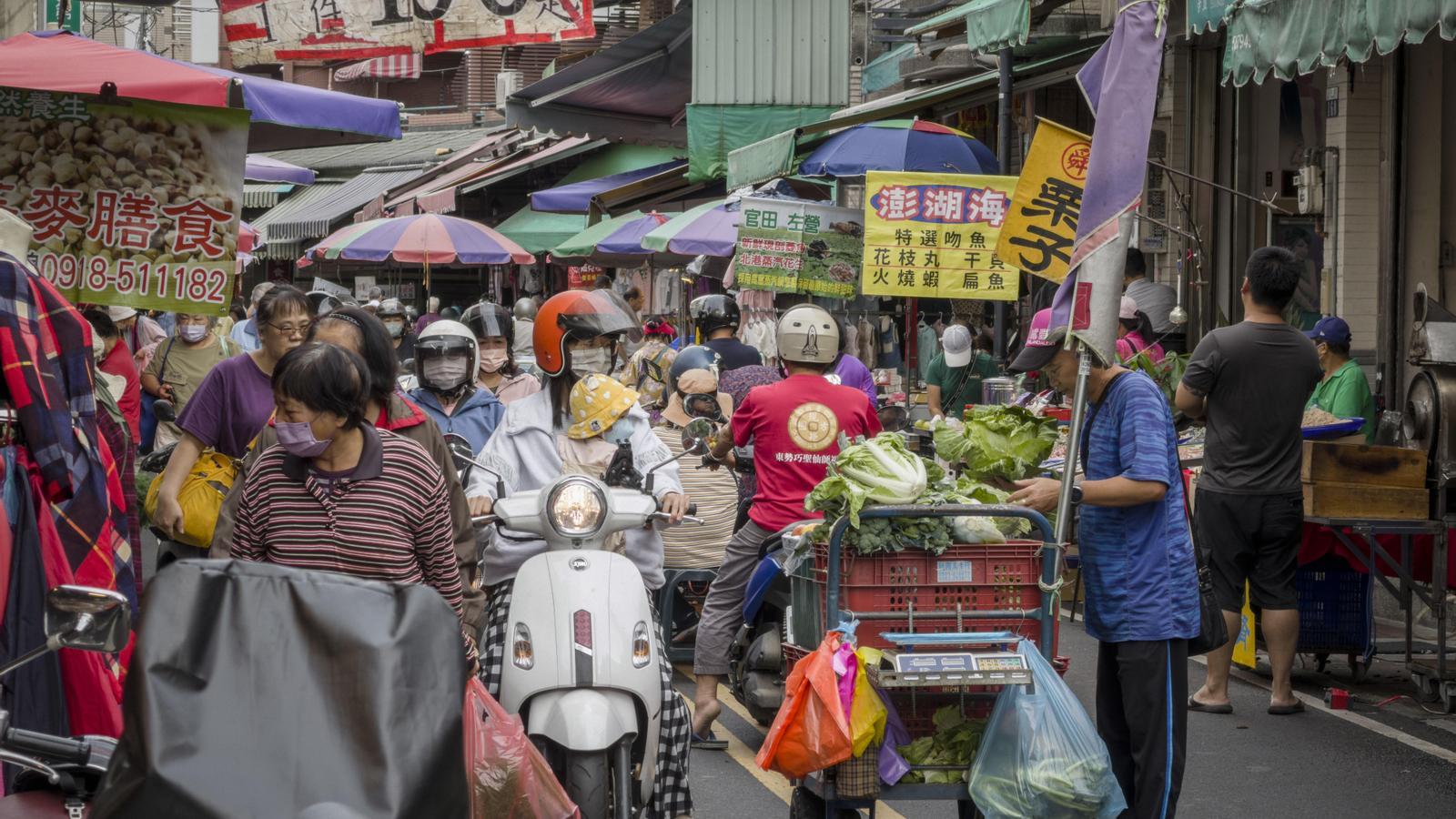 View of Taicgung's outdoor market, in Taiwan