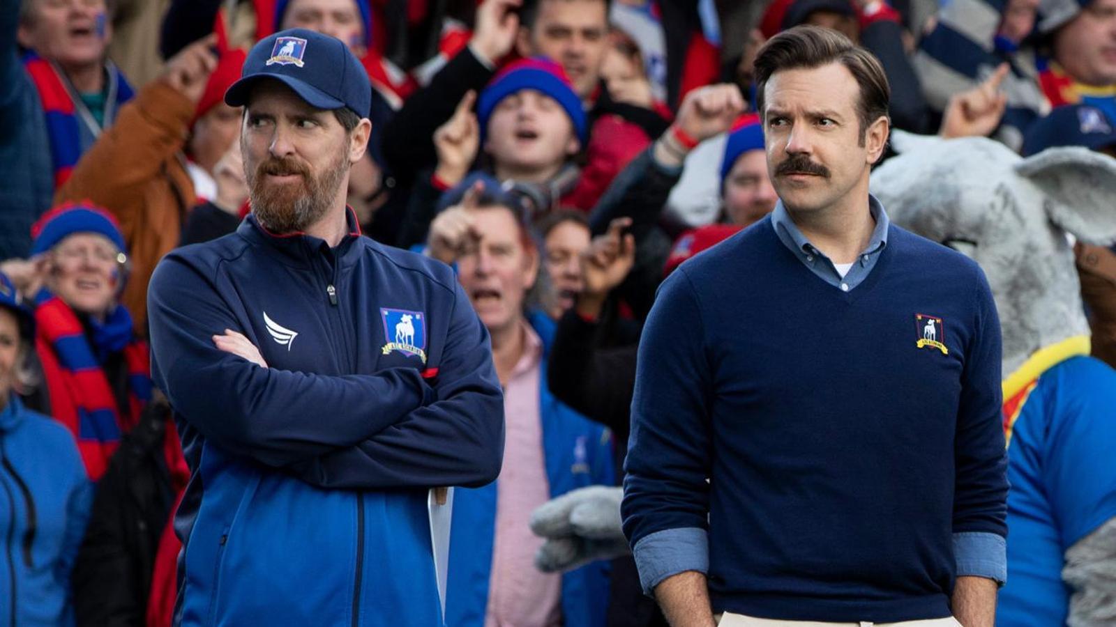 Brendan Hunt and Jason Sudeikis in the series 'Ted Lasso'.