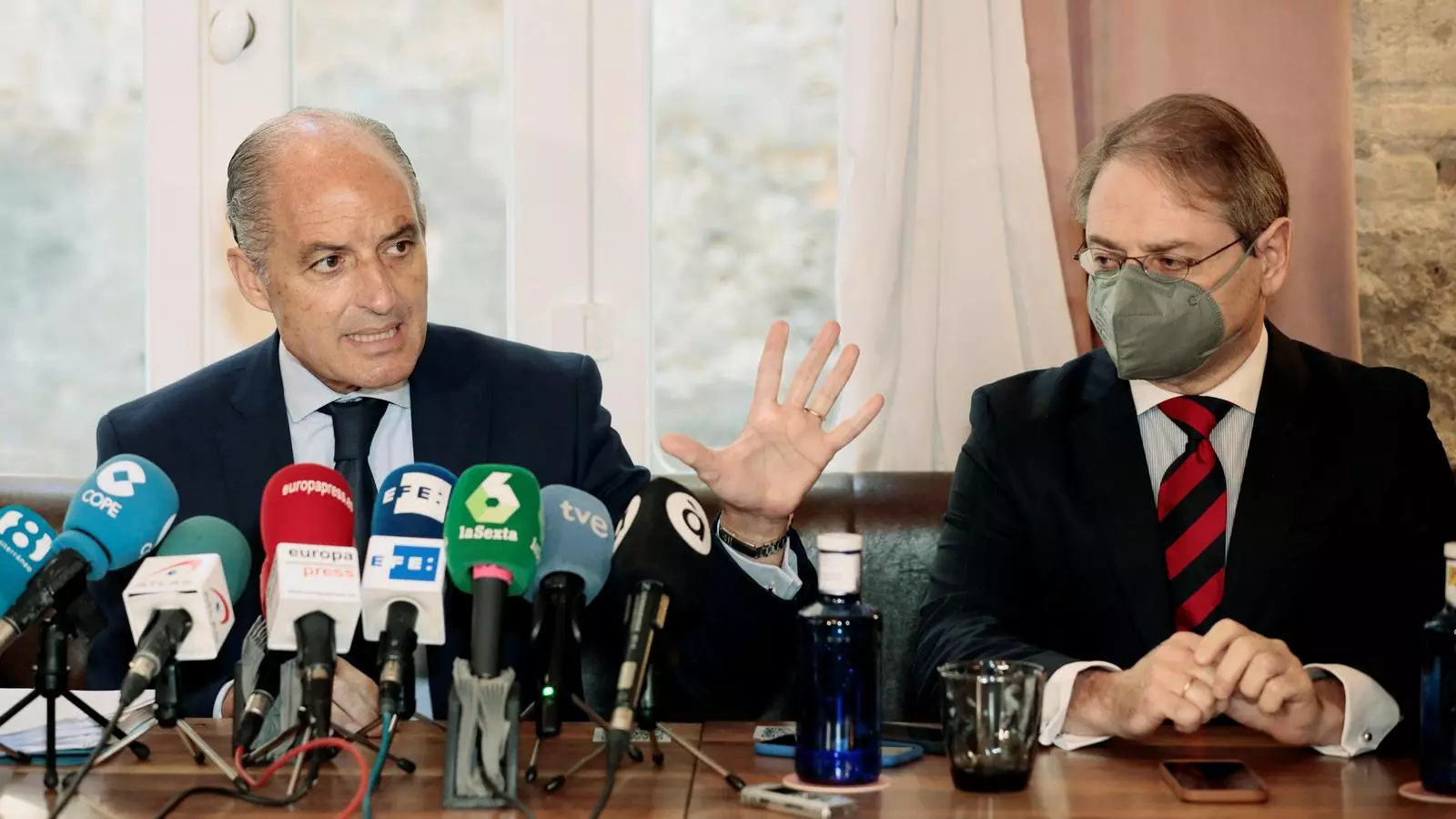 Francisco Camps durant la conferència de premsa que ha ofert per valorar l'arxiu de l'última causa que l'afectava sobre els grans premis de Fórmula 1 de València