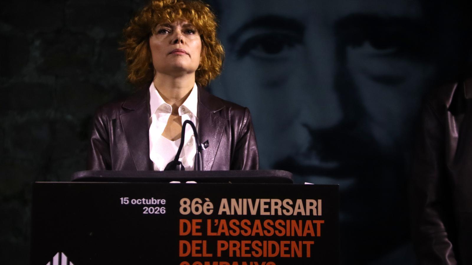 The general secretary of ERC, Elisenda Alamany, at the tribute act to the former president Lluís Companys