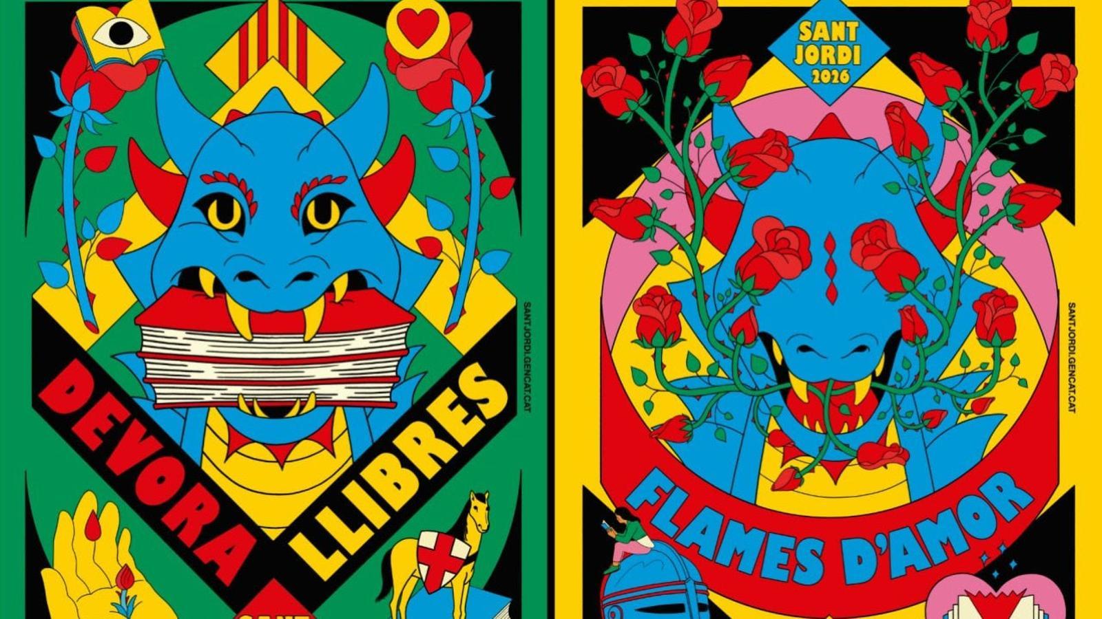 The two main posters of the Sant Jordi campaign