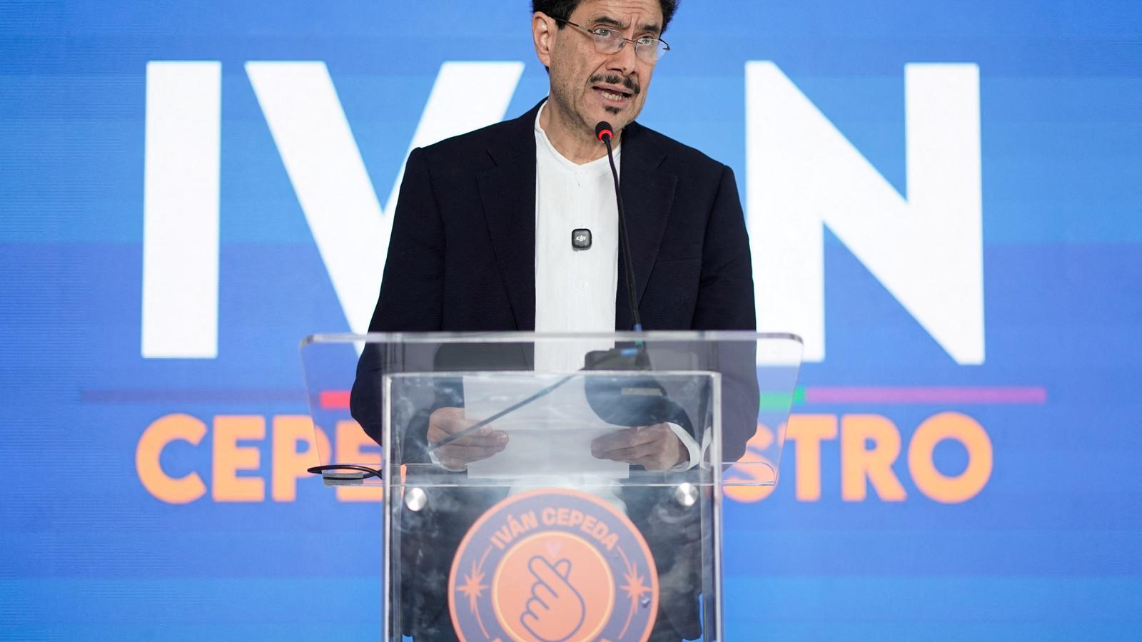 The Colombian left-wing candidate, Iván Cepeda, in the press conference in which he has accepted the result of the presidential elections.