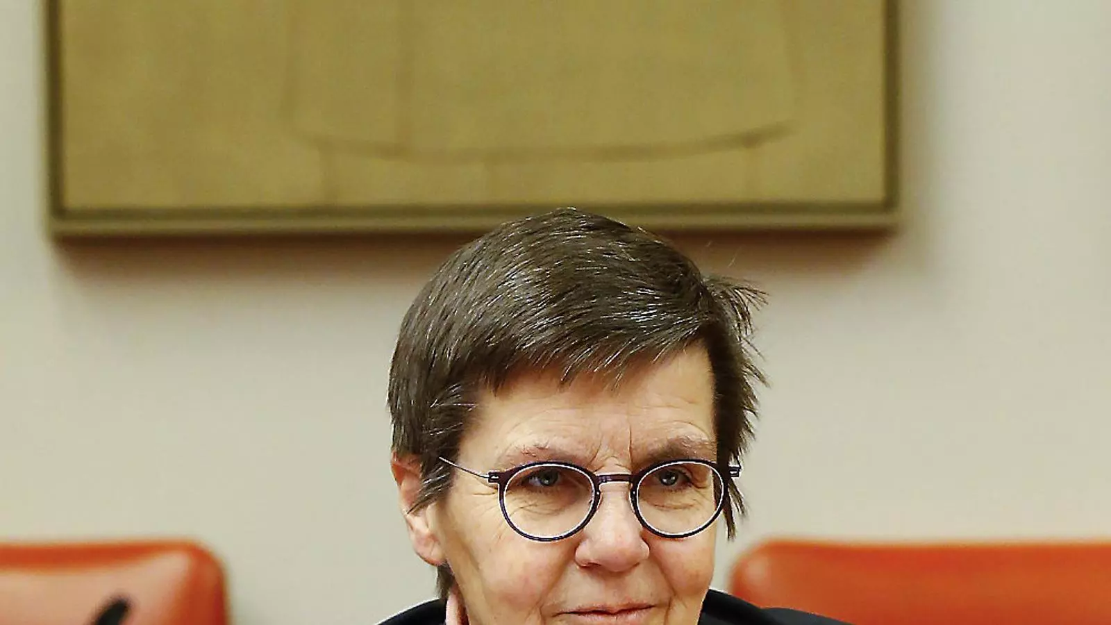 La presidenta de la Junta Única de Resolució (JUR), Elke König, ahir al Congrés de Diputats.