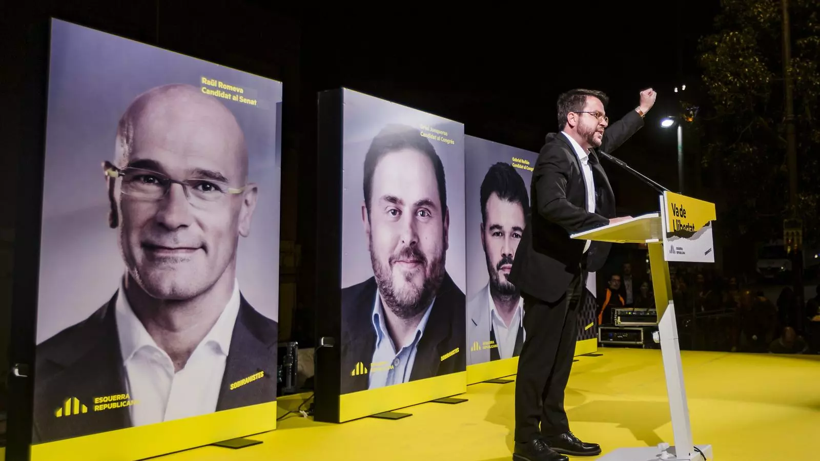 Pere Aragonès durant l'acte d'inici de campanya per les eleccions del 28 d'abril a Sant Vicenç dels Horts