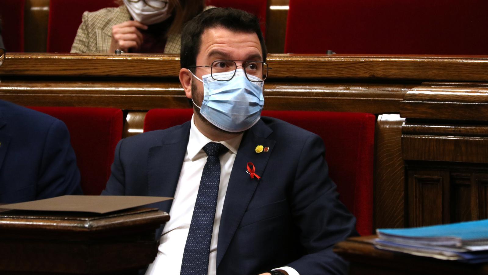 Pere Aragonès este miércoles en el Parlamento