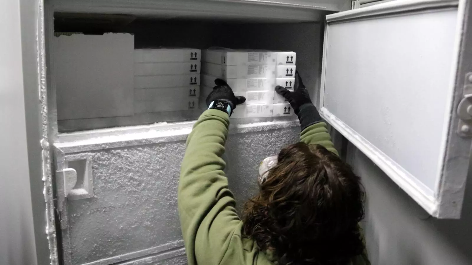Boxes of covid -19 vaccines in one of the Catalan refrigerators