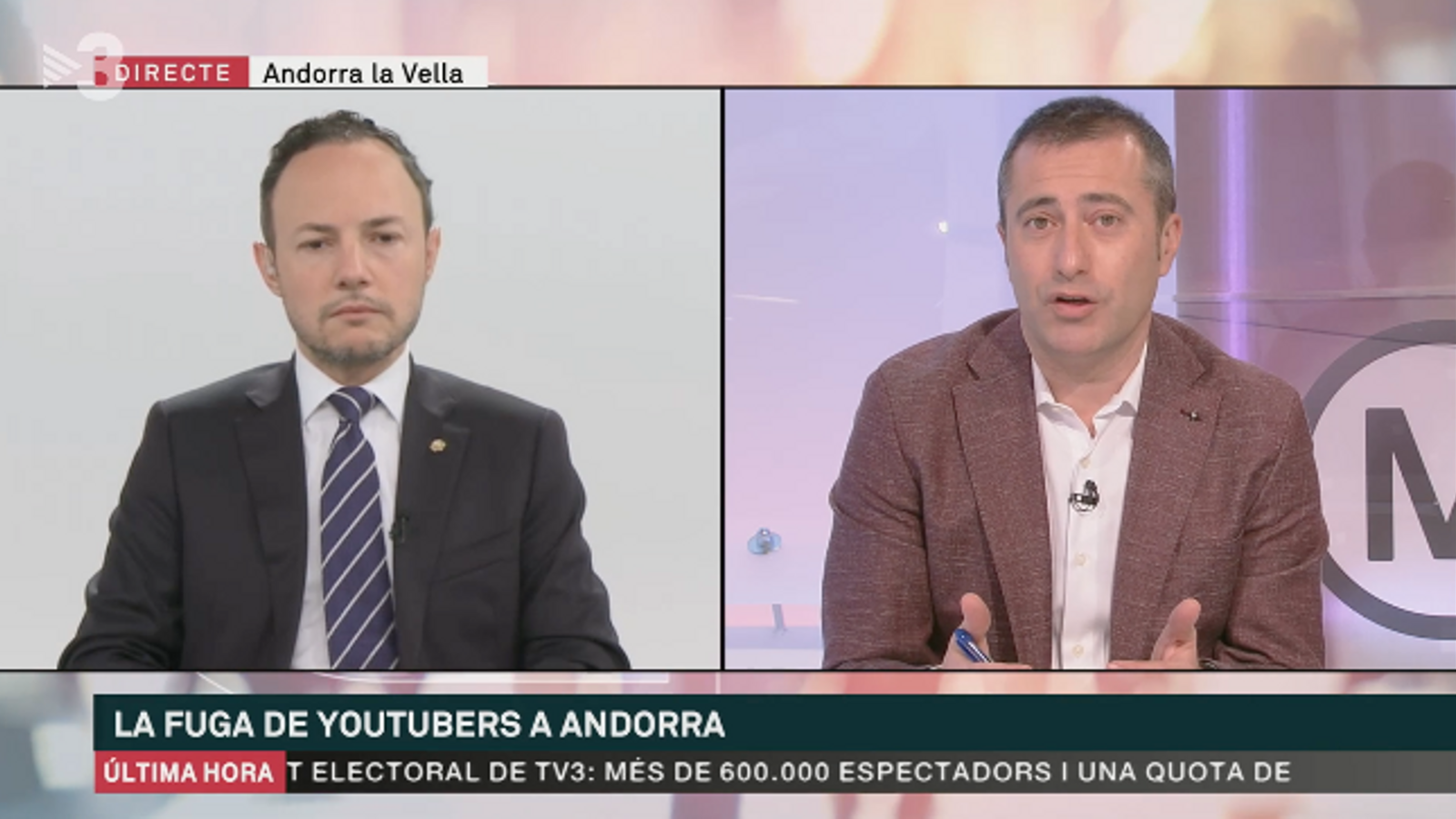 Xavier Espot, aquest dimecres entrevistat a TV3