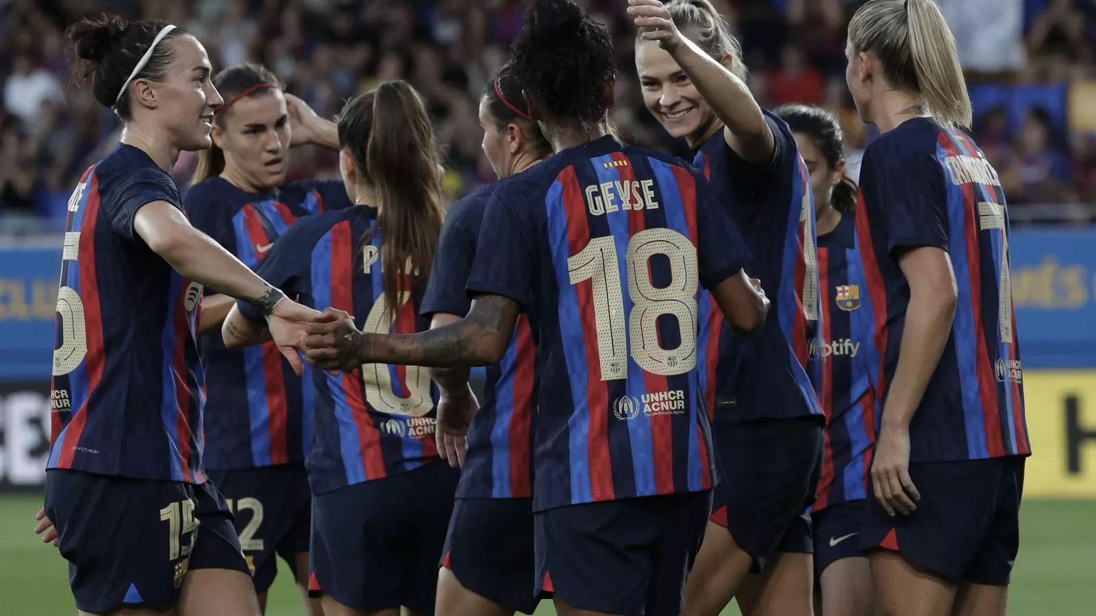 Les jugadores del Barça durant el Gamper contra el Montpeller