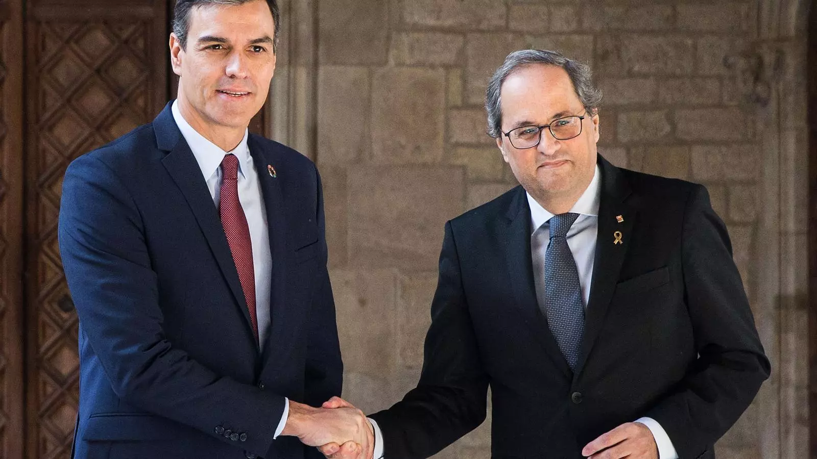 Pedro Sánchez i Quim Torra al Palau de la Generalitat el passat 6 de febrer.