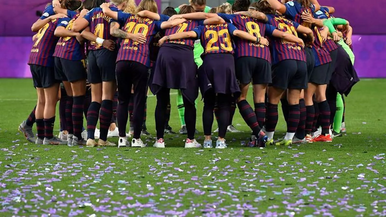 Les jugadores del Barça, després de la final
