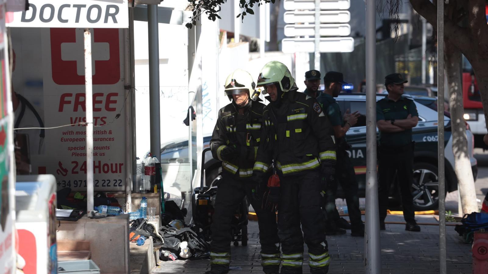 The firefighters acting at the fatal fire in Magaluf.
