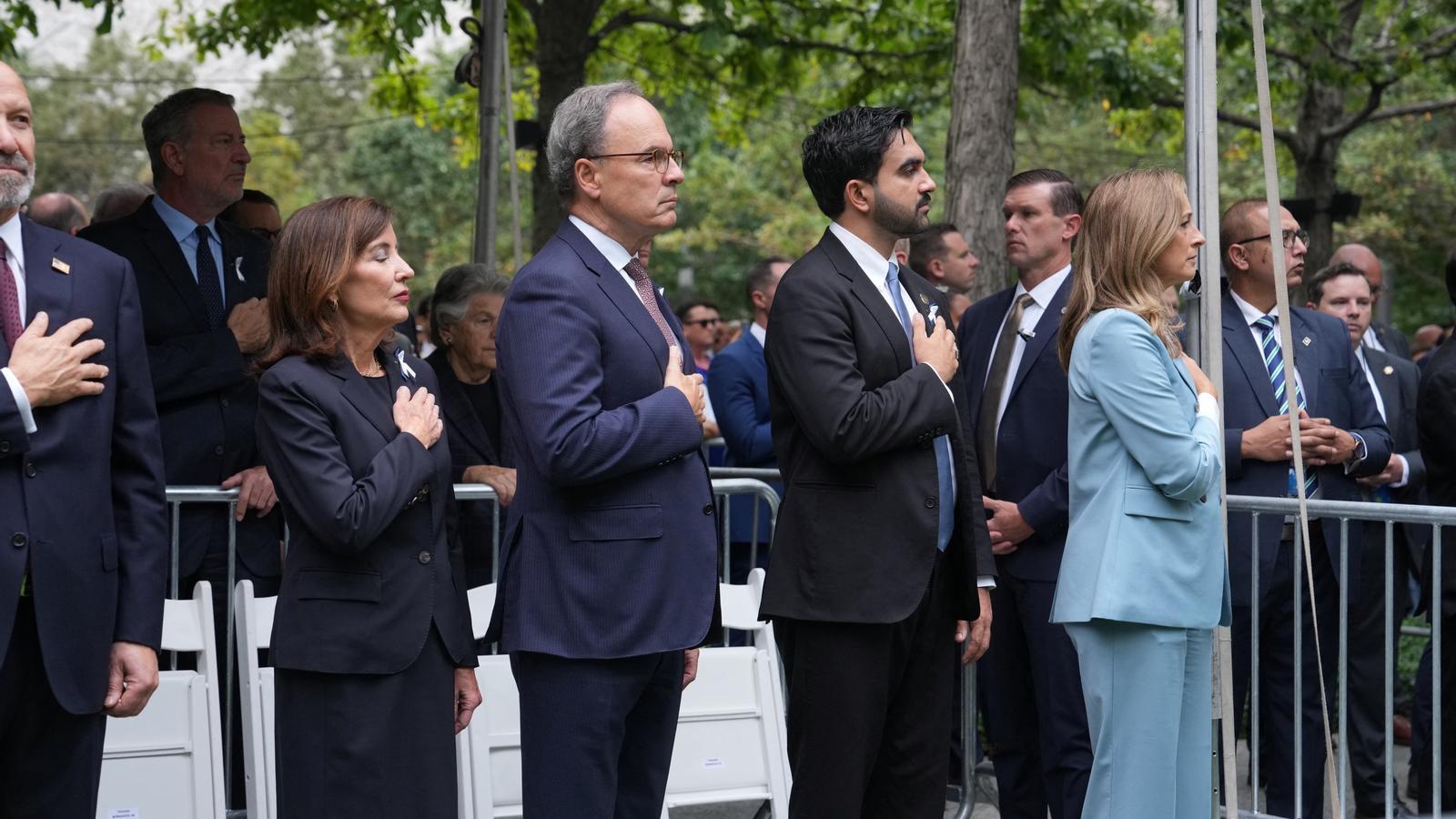 The mayor of New York, Zohran Mamdani, this Friday at the memorial at ground zero for the victims of the 9/11 attacks