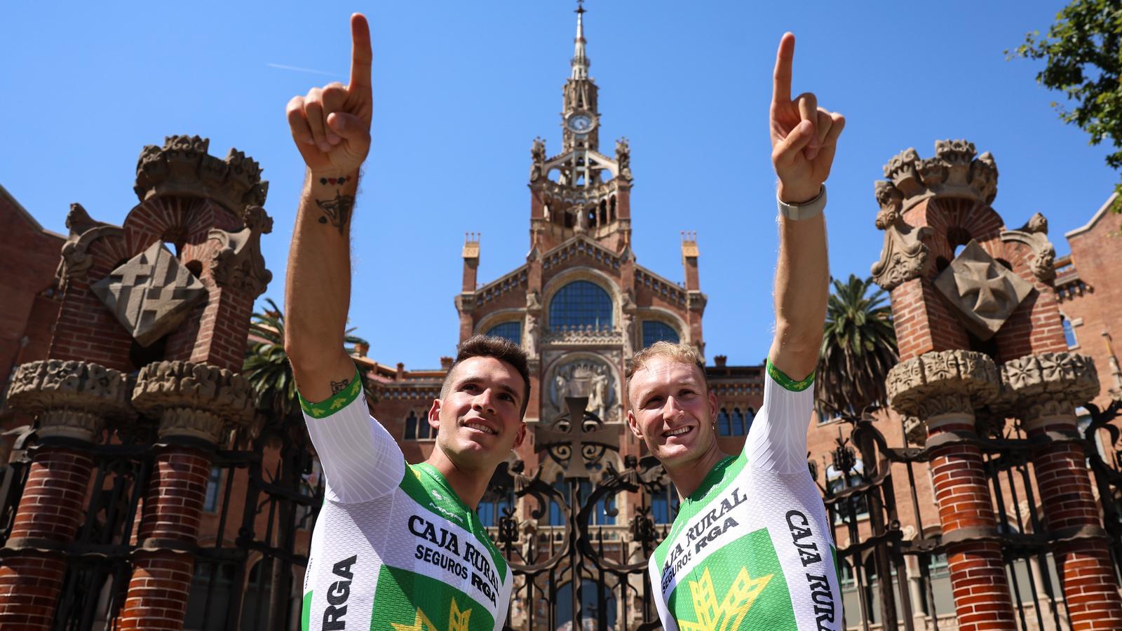 Joel Nicolau (on the left) and Abel Balderstone, at the Tour presentation in Barcelona