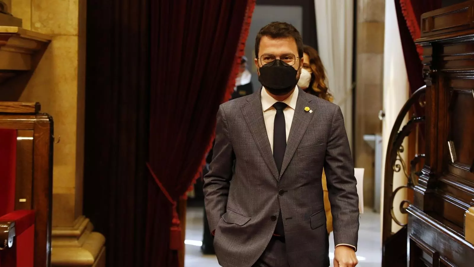 El president de la Generalitat, Pere Aragonès, aquest dimecres al ple.