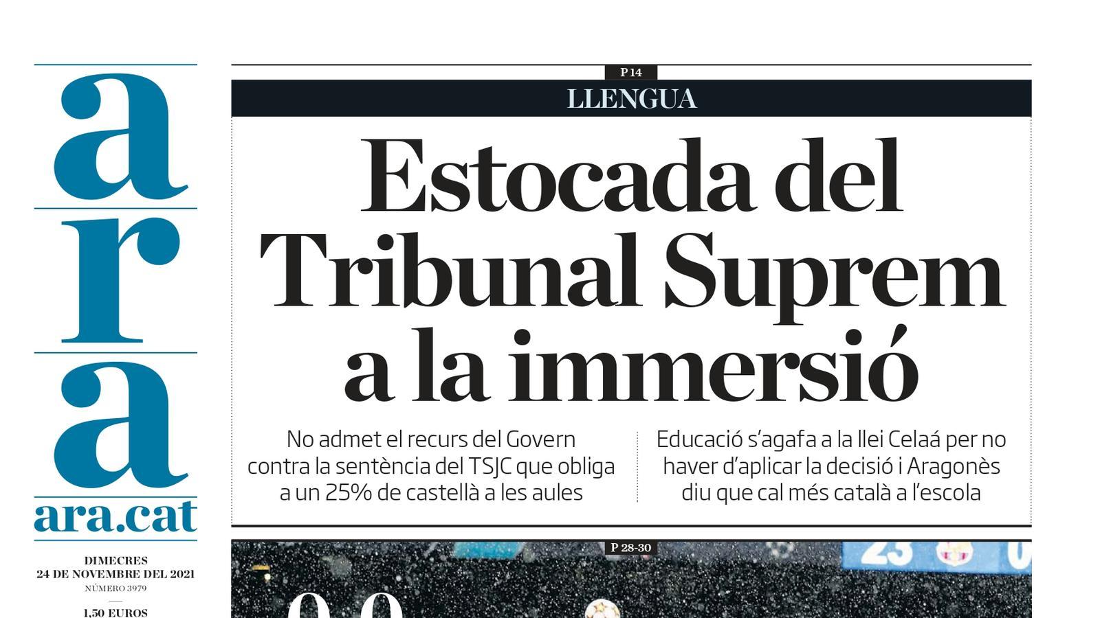 Portada de l'ARA (24/11)