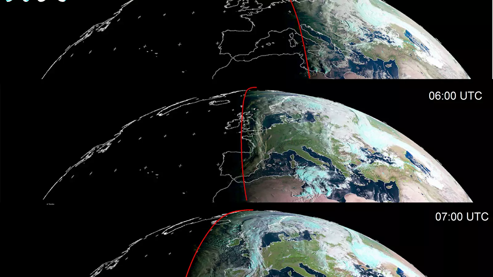 Figura 1: Imatge enregistrada pel satèl·lit Meteosat dia 25/09/2016. / J. BAUZÀ A PARTIR DE DADES DE LA UNIV. DUNDEE