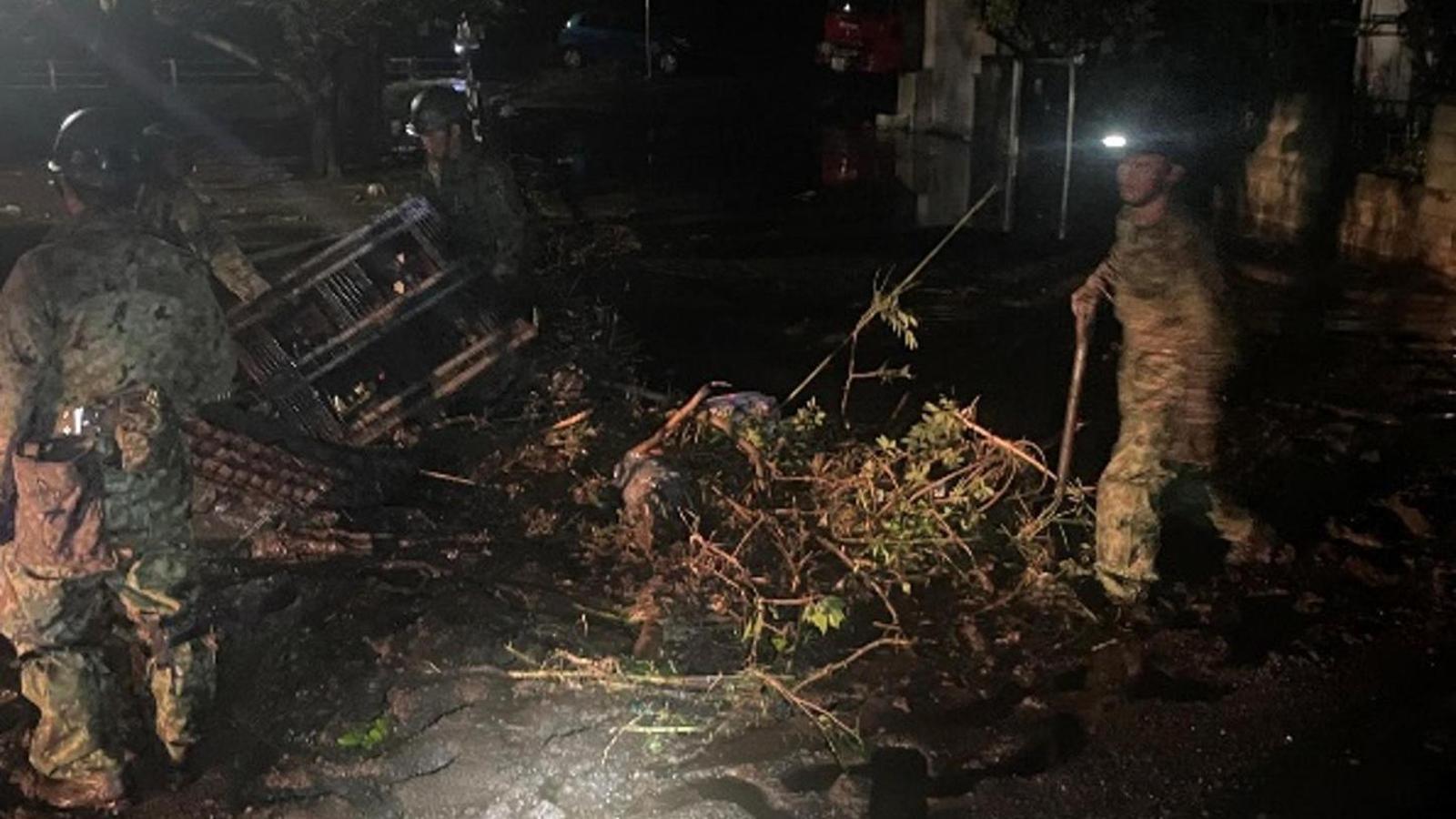 Landslide in Miura, in the Kanagawa prefecture (Japan), caused by the rains of typhoon Dujuan