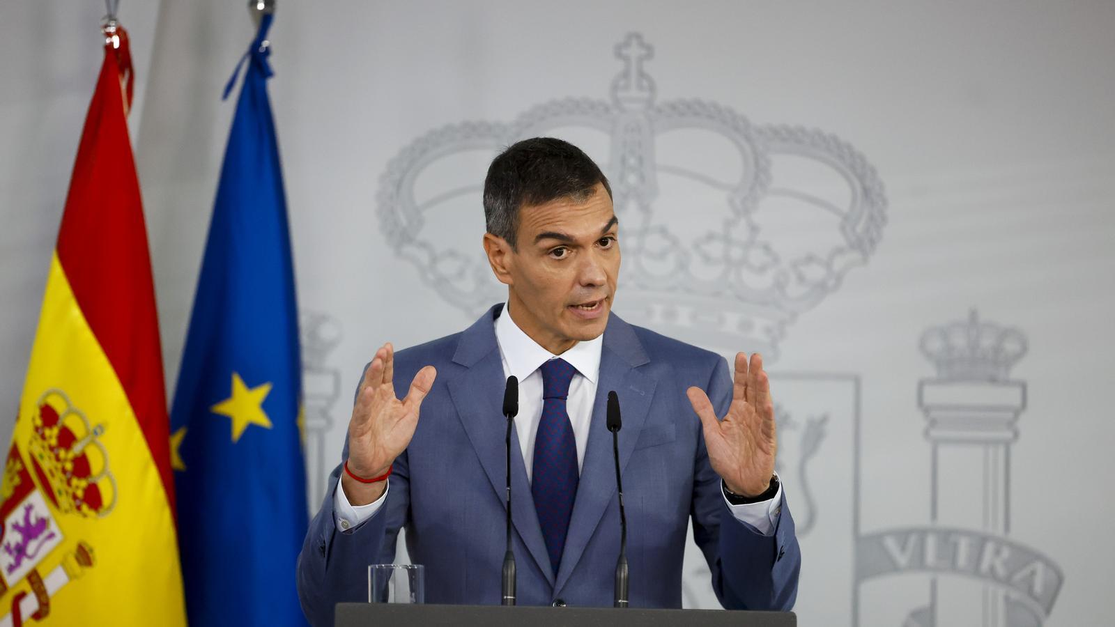 Pedro Sánchez during his appearance