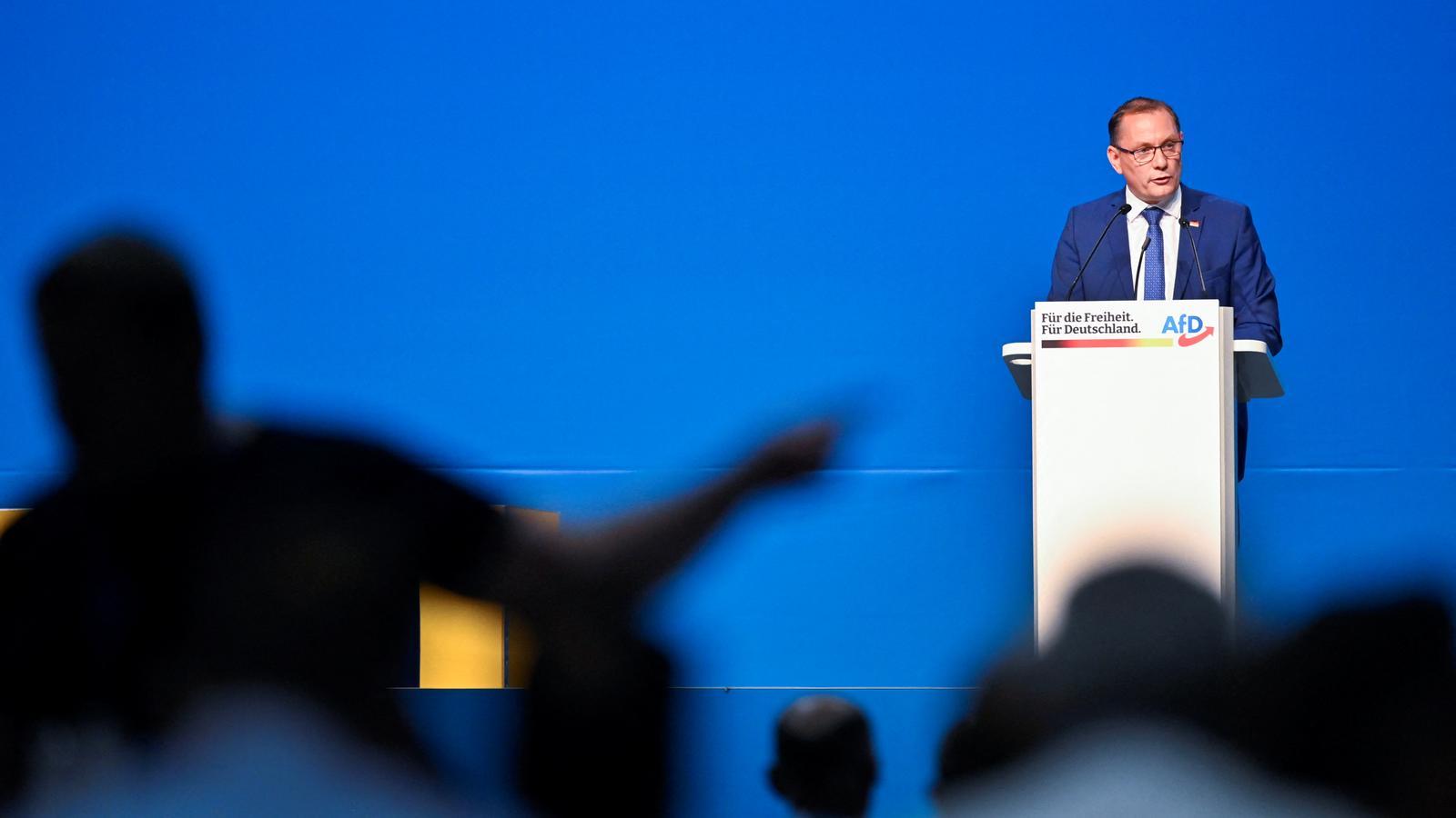 Tino Chrupalla, representant del partit AfD, aquest divendres al congrès del partit.