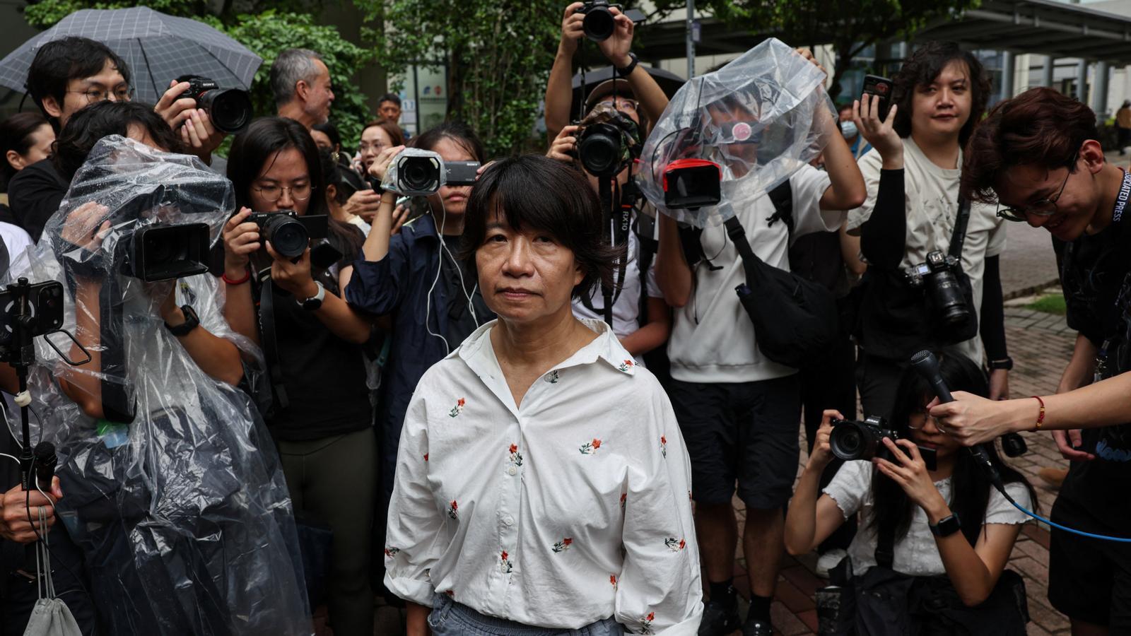 Elizabeth Tang Yin-ngor, wife of Lee Cheuk-yan, this Friday in the courts.