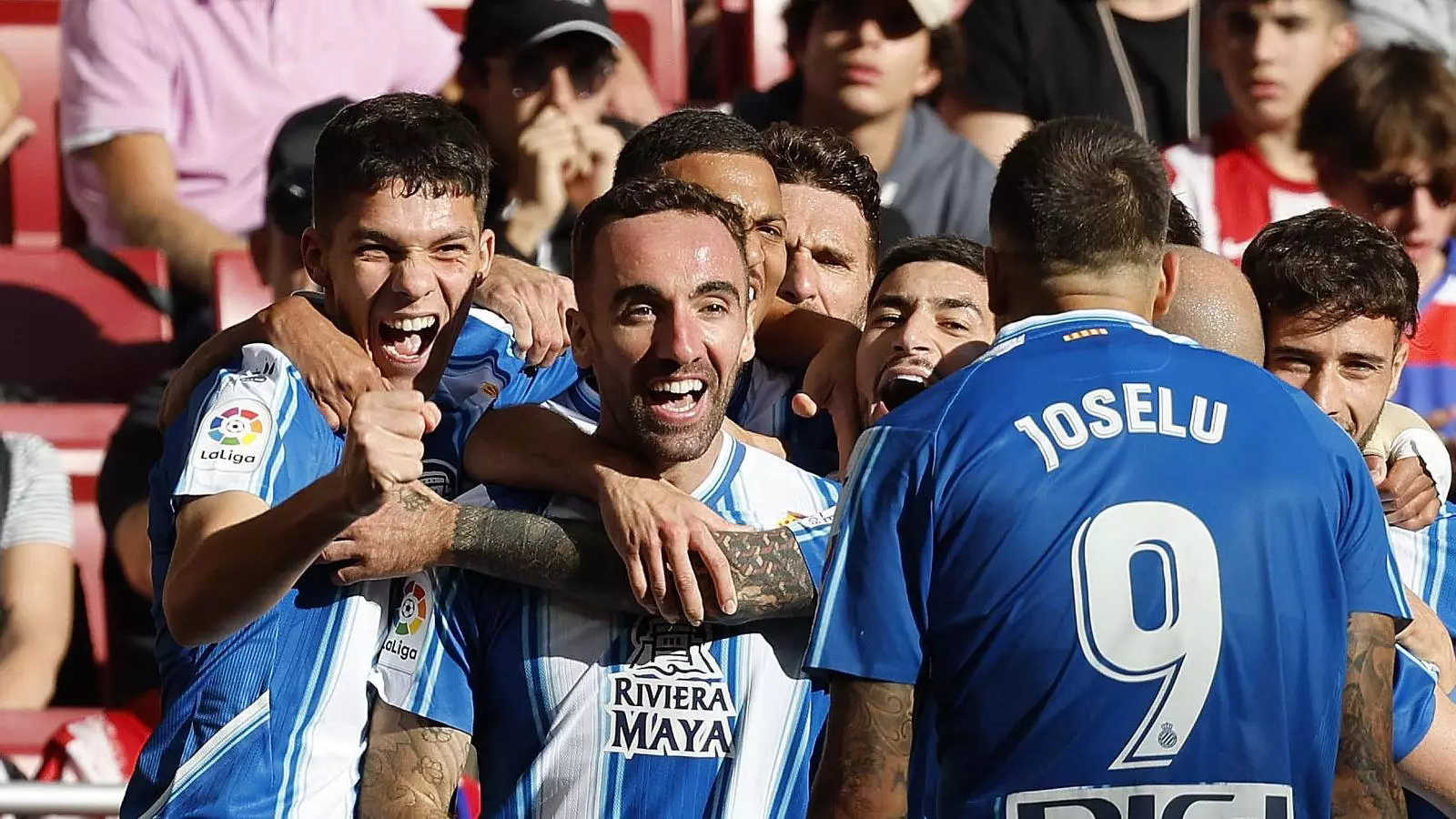 Joselu i Darder celebren el gol del balear al Cívitas Metropolitano