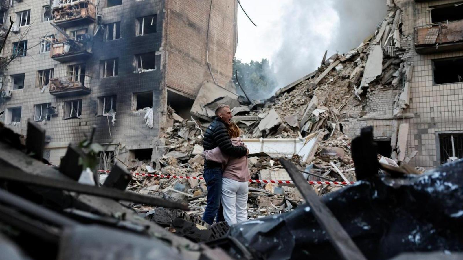 Building damaged by Russian attack in Kyiv, Ukraine, June 17, 2025.