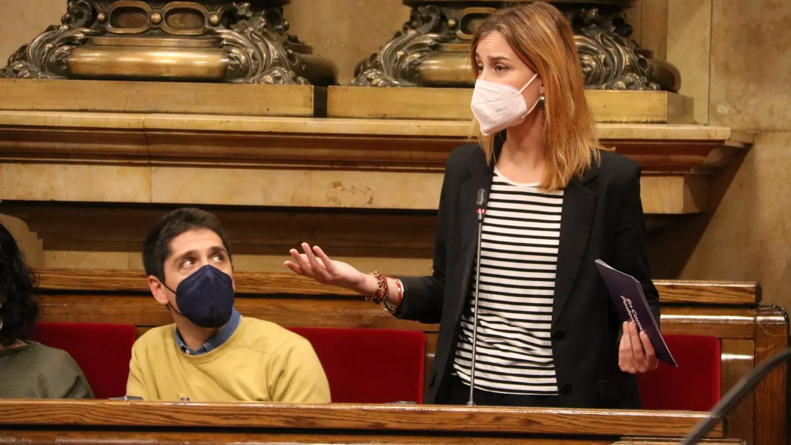 La líder dels comuns al Parlament, Jèssica Albiach, durant la sessió de control