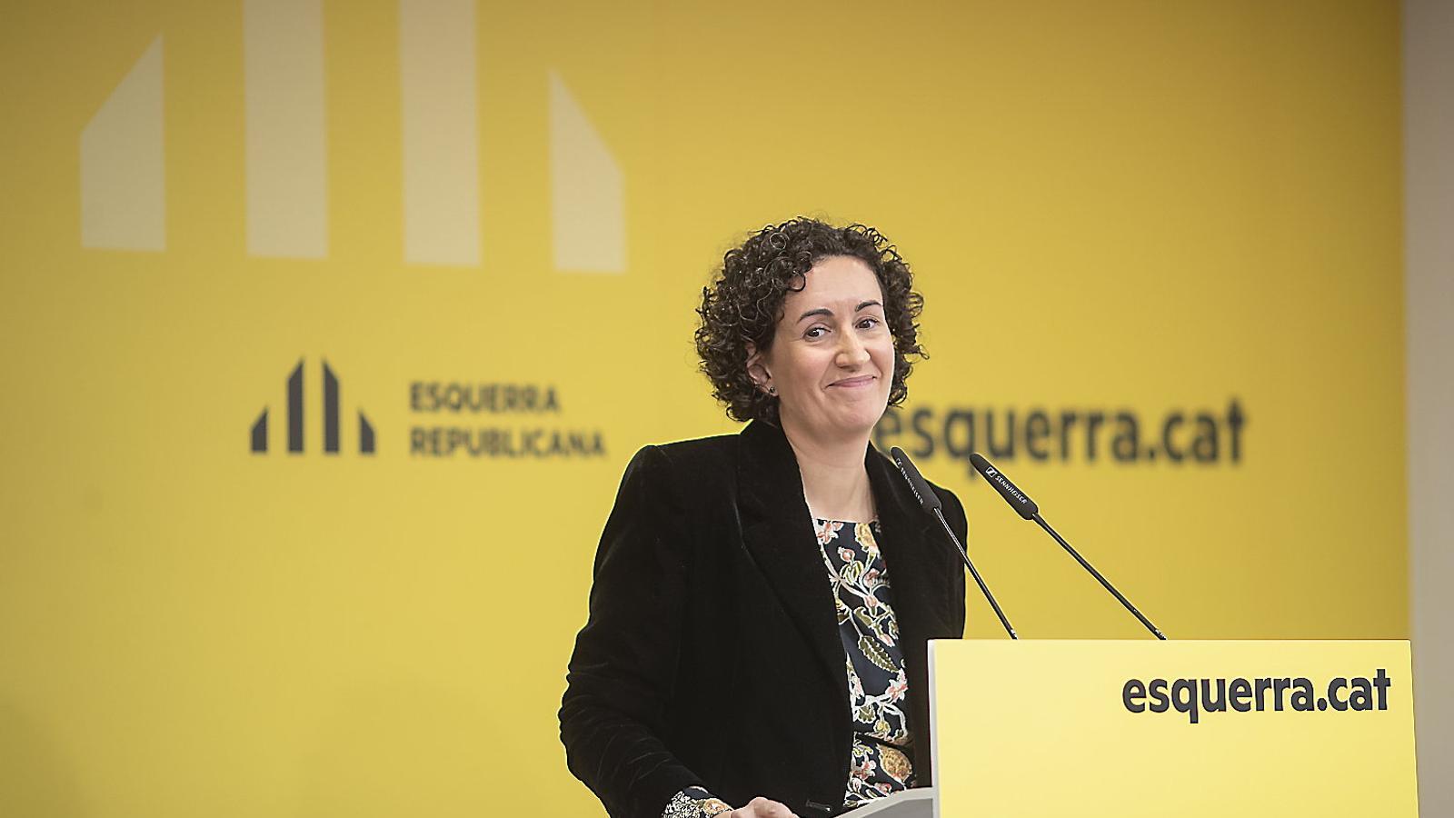 The general secretary of ERC, Marta Rovira, at this week's conference. MARTA PÉREZ / EFE