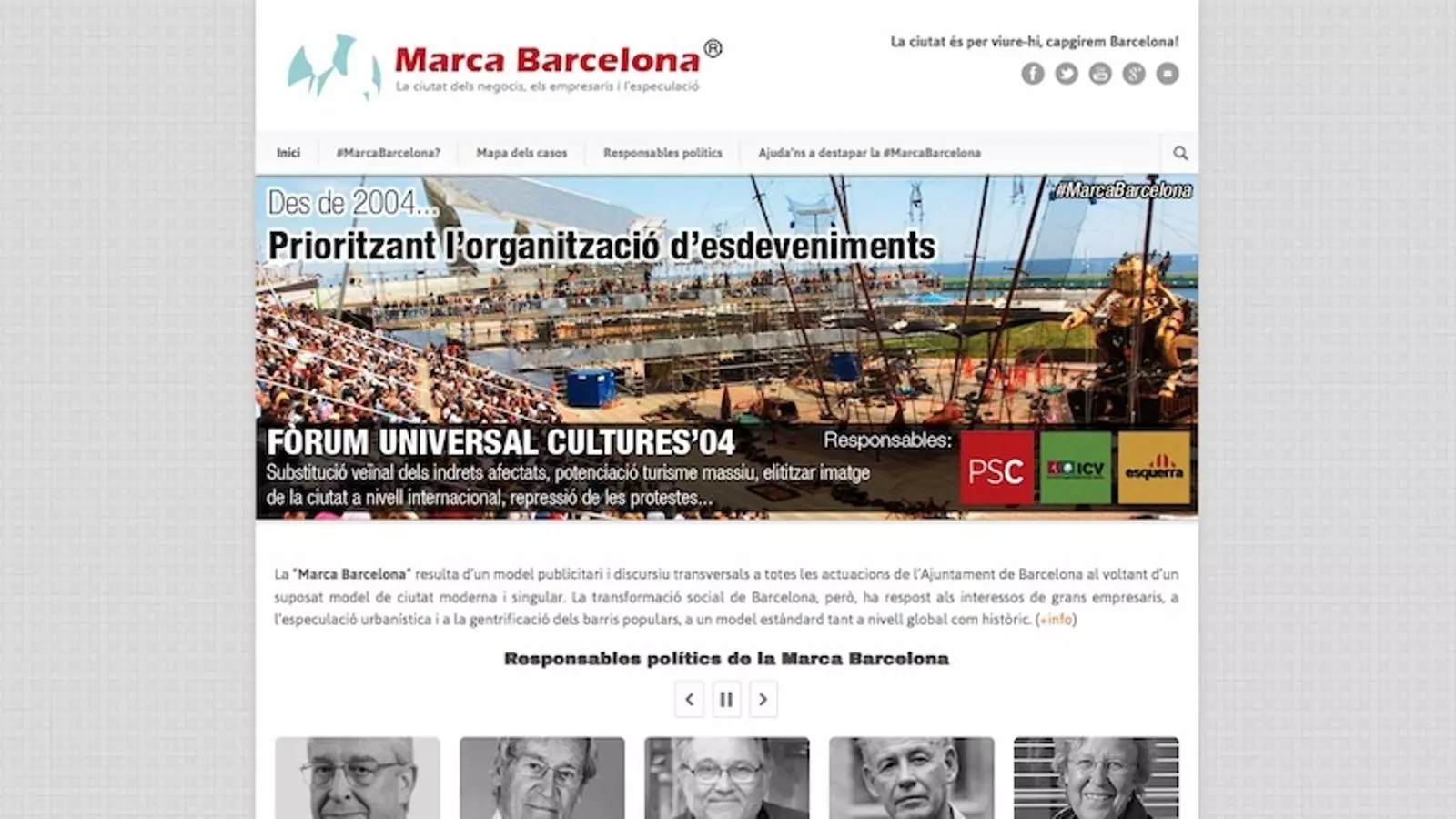 Imatge del web de la CUP de Barcelona