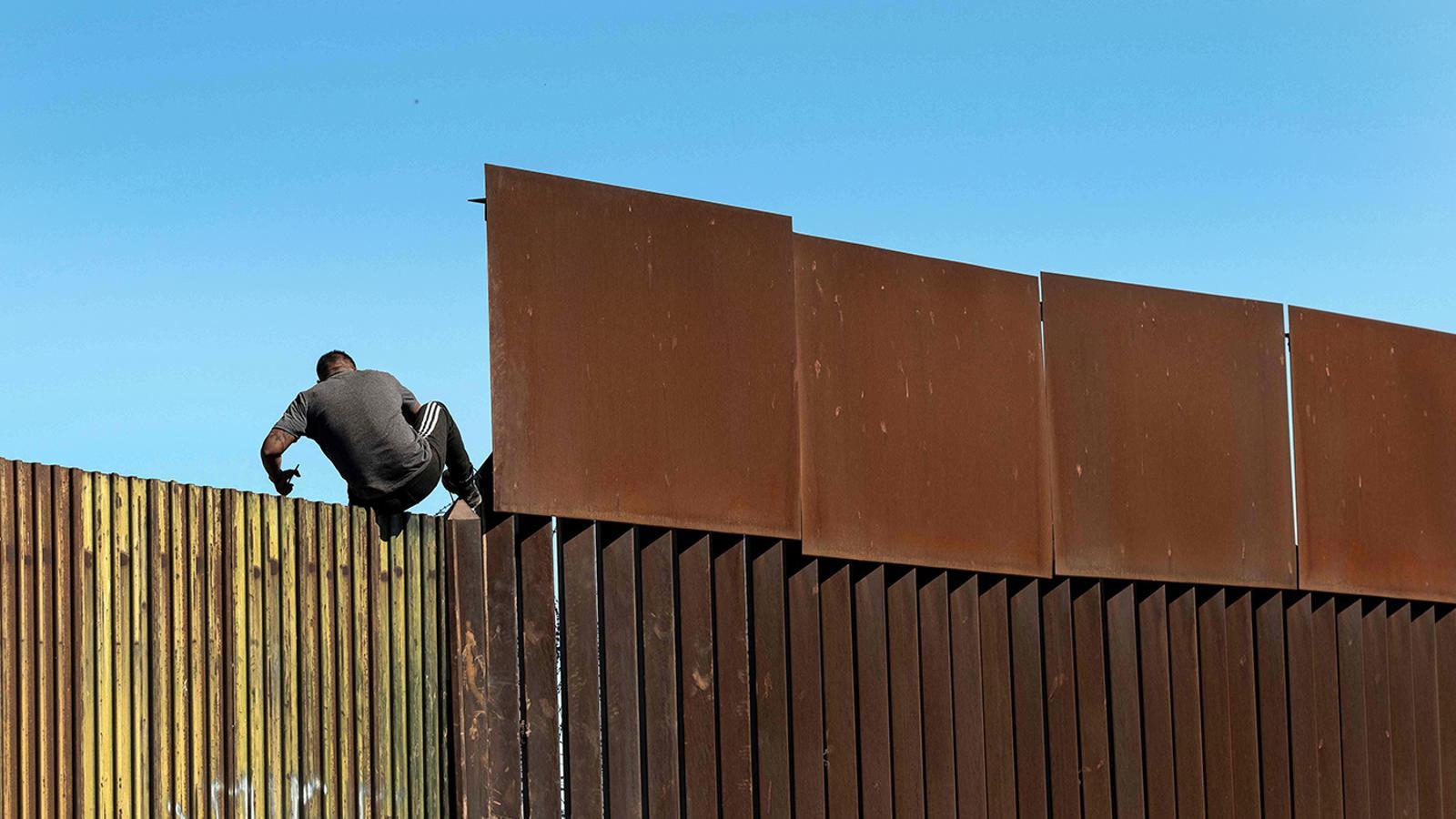 Border between the United States and Mexico from Mexicali, Baja California state, Mexico