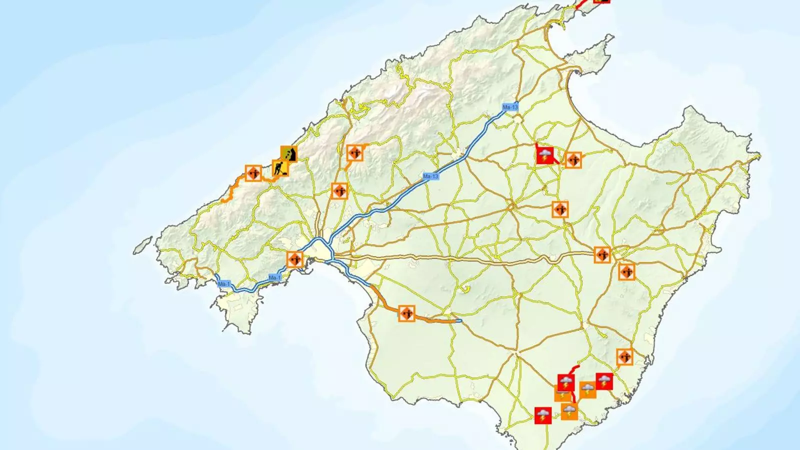 Imatge de les carreteres tallades.