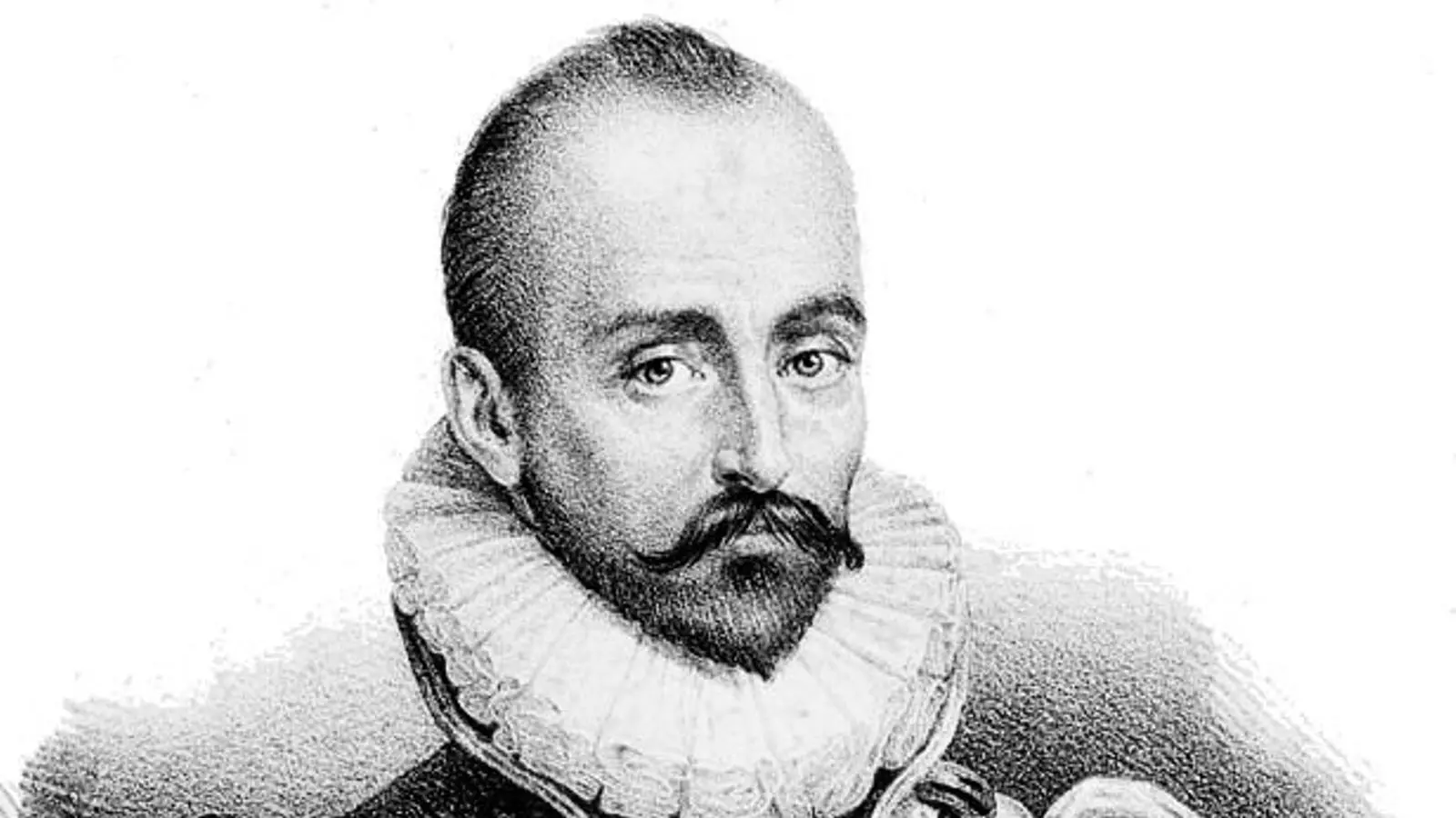 Gravat que reprodueix un retrat de Michel de Montaigne.