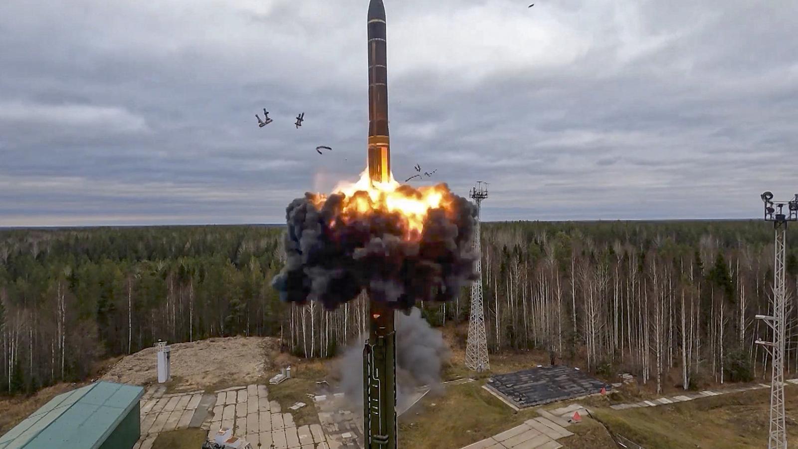One of the ballistic missiles fired by Russia during the maneuvers.
