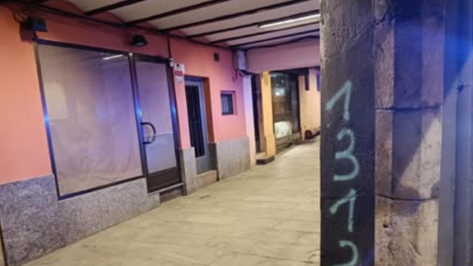 Una de les diverses pintades fetes en porxos i façanes de la Seu d'Urgell aquest cap de setmana passat