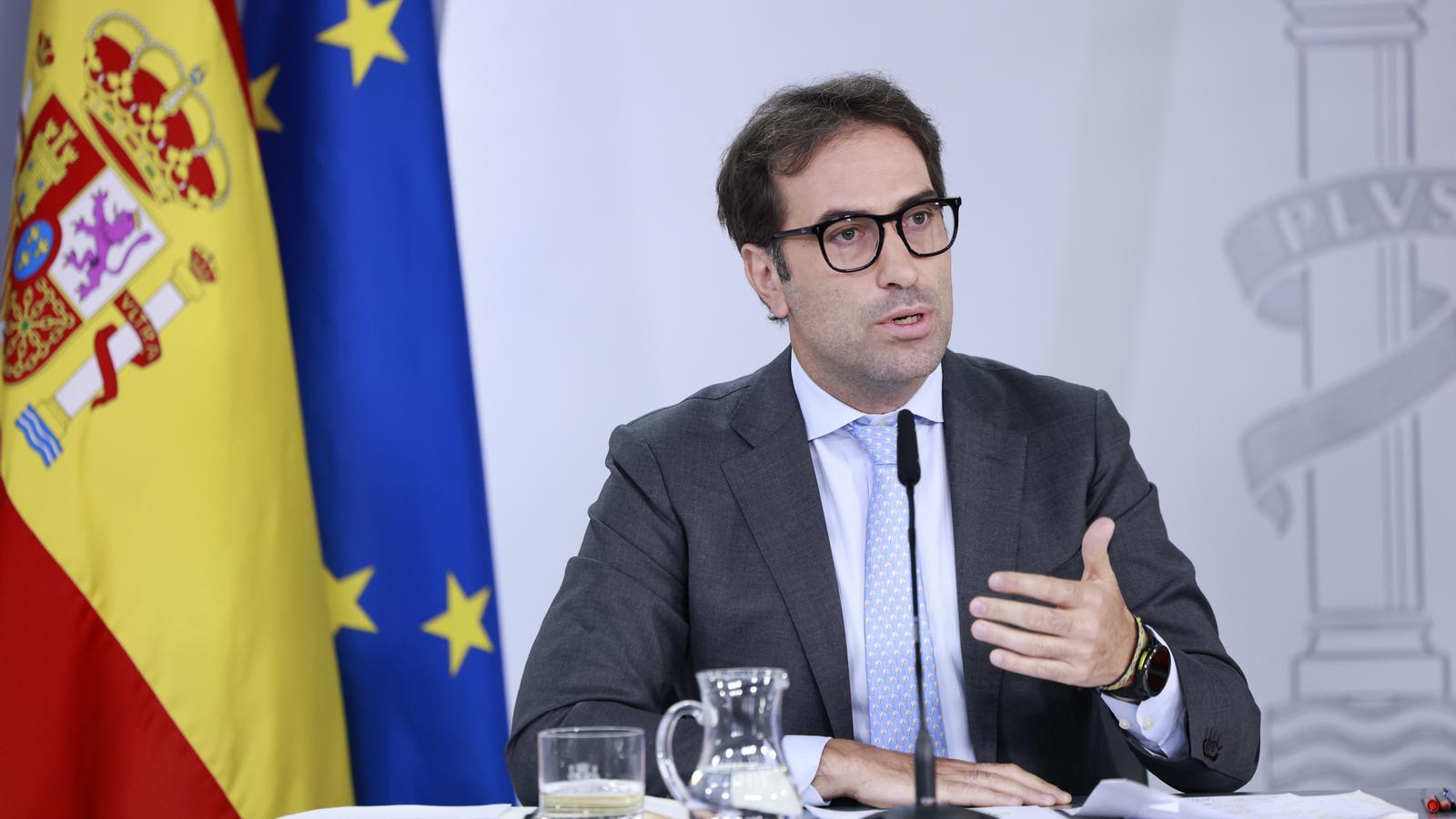 The Minister of Economy, Carlos Cuerpo, in the press conference after the Council of Ministers of this Tuesday