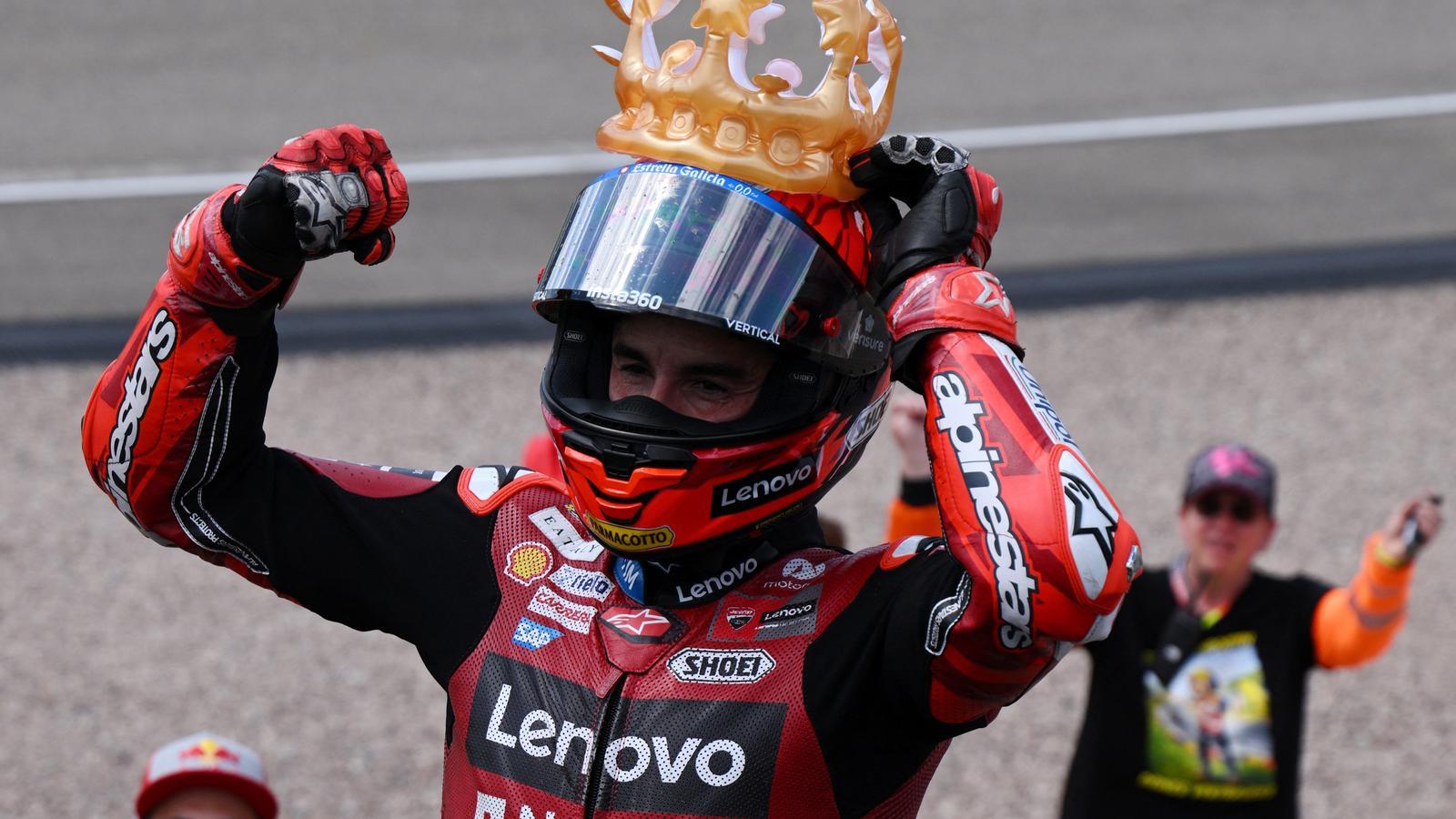 Marc Márquez celebrates his victory in Germany