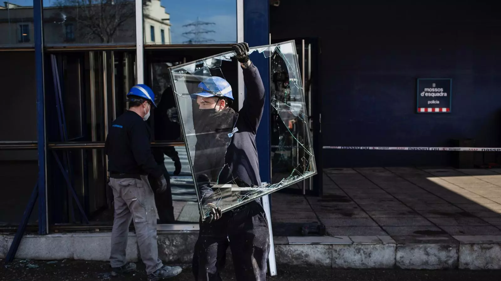 Treballs de reparació avui al matí a Vic