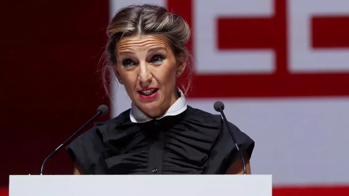 La ministra de Treball, Yolanda Díaz, aquest dissabte al 12è Congrés confederal de CCOO a Madrid.