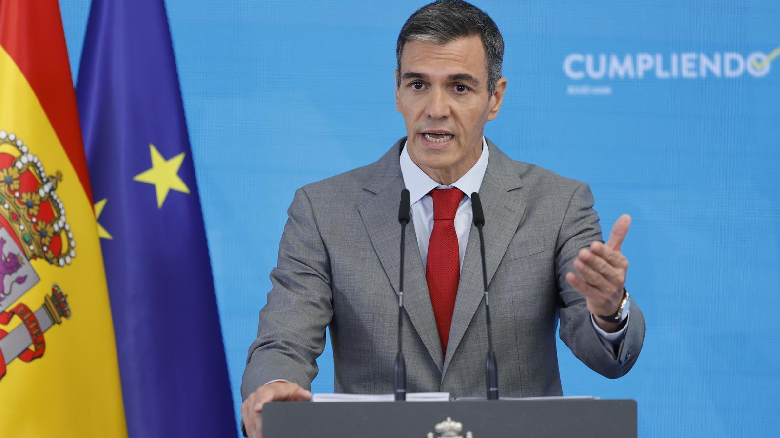 Pedro Sánchez during the political balance of the first six months of 2026