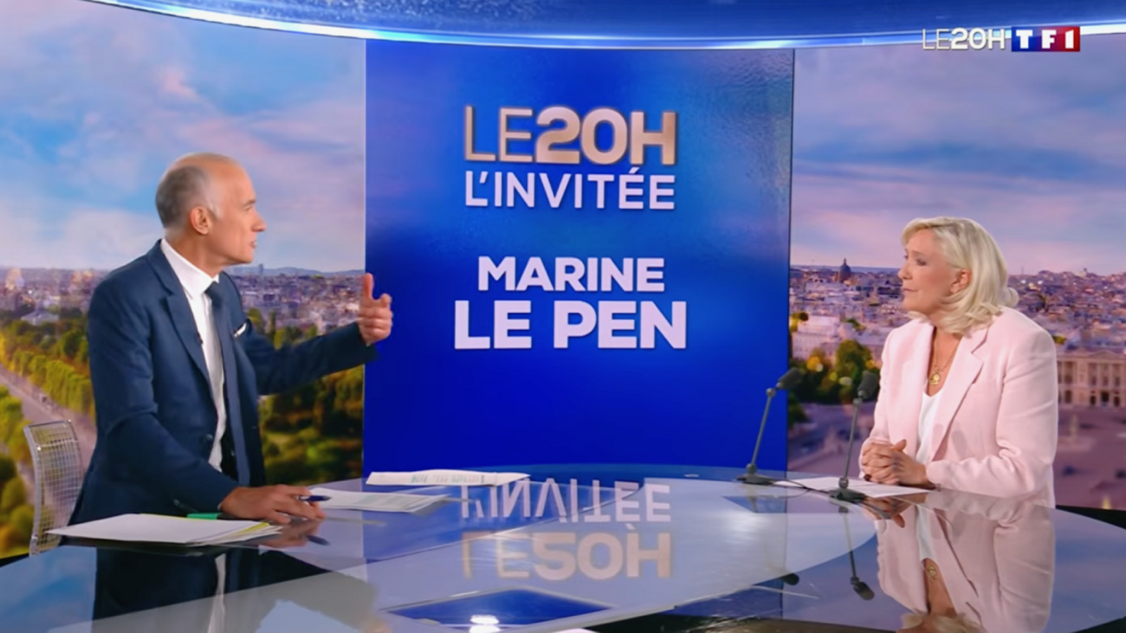 Marine Le Pen, entrevistada en el informativo de la tarde de TF1