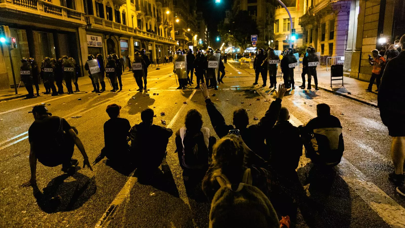 Protestes contra la sentència del procés a Via Laietana, a l'octubre de 2019